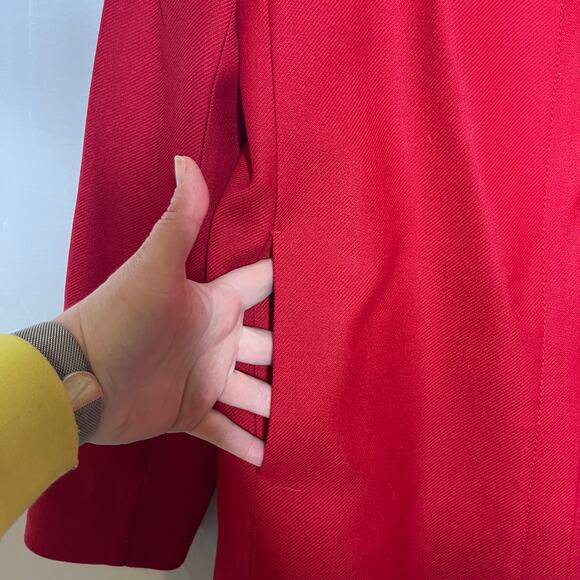 Claudie Pierlot red collarless full zip coat jacket ruffle shoulder 38 US 6 - Picture 5 of 10